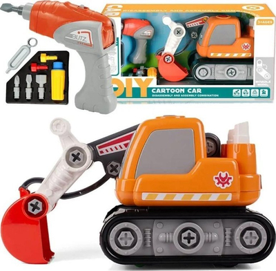 Lodër eskavator Swede DIY, me zinxhirë, me kaçavidë elektrike, portokalli