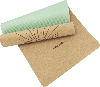 Tapet yoga Spokey Savasana Cork, 4mm, tapë natyrale, jeshil pastel