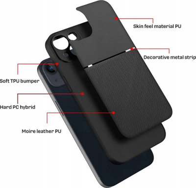 Mbrojtëse telefoni Luxury Armored për iPhone 15 Pro Max, xham mbrojtës, teksturë kundër rrëshqitjes, e zezë