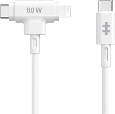 Kabllo karikimi HYPER HyperJuice, USB-C në USB-C/Lightning, 1.5 m, 60W, e bardhë