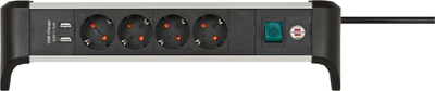 Zgjatës energjie Brennenstuhl 1391040410, 4xAC, 2xUSB 3.1A, 1.8m, i zi