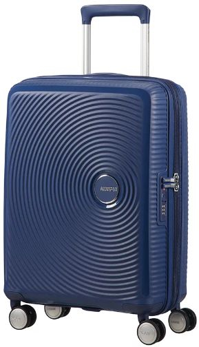 Кабински куфер American Tourister Soundbox Spinner, големина кабина, темно сина