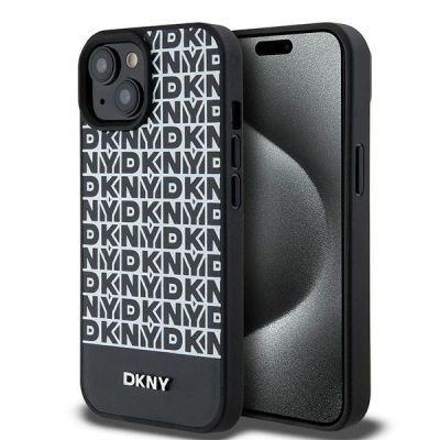 Kapak telefoni DKNY DKHMP15SPSOSPK për iPhone 15 14 13 6.1", hardcase lëkurë, MagSafe, i zi