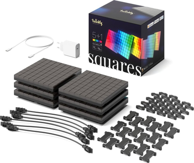 Panele drite smart Twinkly Squares Combo Pack, 6 blloqe me 64 piksel, RGB, shumngjyrëshe