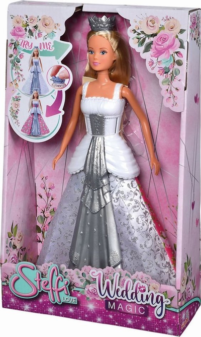 Kukull Simba Steffi Love Magical Wedding, fustan 2 në 1, flokë të gjata, me shumë ngjyra