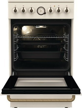 Електричен шпорет Gorenje GECS5B70CLI, рерна 70L, керамички плотни, слонова коска
