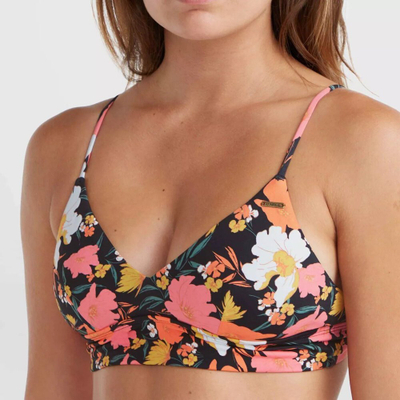 Set bikini për goca O'Neill Wave Skye, prerje klasike, me lule, i zi