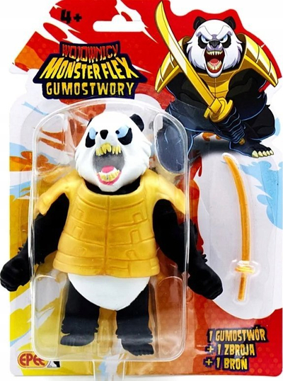 Figurë lodër EPEE Monster Flex Gumostwory Samurai Panda, super e shtrirshme, me shpatë, bardhë e zezë