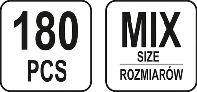 Set i rrethave të gomës Yato, 180 copë, të zeza