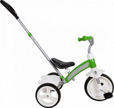 Tricikel për kalamaj Qplay Elite Plus, me dorezë prindi të rregullueshme, rrota EVA, jeshlill