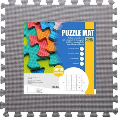 Подлога за вежбање One Fitness puzzle, 9 парчиња, сина/сива