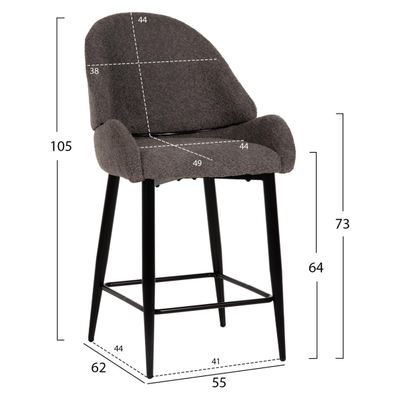 Stol mesatar 55x62x105Hcm (HM8586.01), gri/ zezë