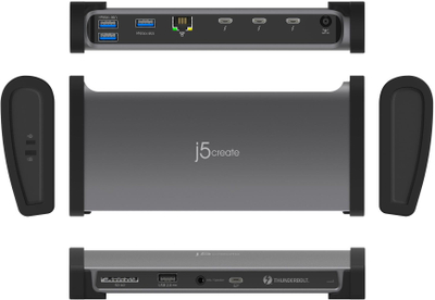 Docking station J5create JTD562 FN, Thunderbolt 4, deri 8K, gri
