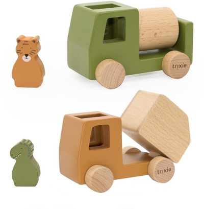 Set lodra druri Trixie Baby Animal Trucks, 4 copë, kamionë ndërtimi, shumëngjyrësh