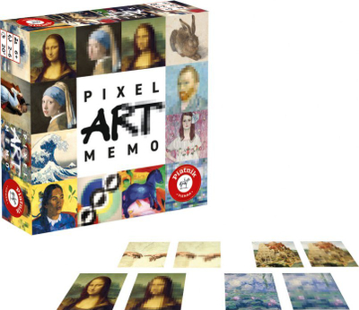 Игра меморија Piatnik Pixel Art Memo, класична уметност, за деца и возрасни, шарена