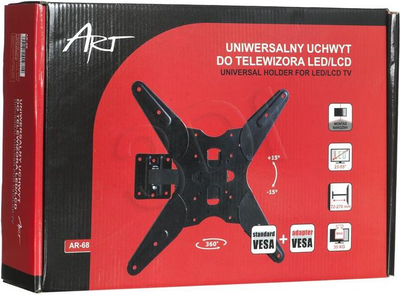 Mbajtëse muri TV ART AR-68, 23"-55", standard VESA 100x100-400x400, e zezë
