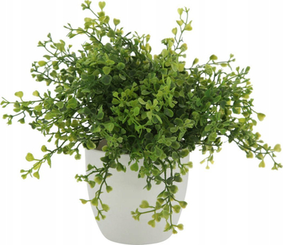 bimë artificiale Boltze Decor, vazo qeramike Ø15cm, gjethe jeshile, vazo e bardhë