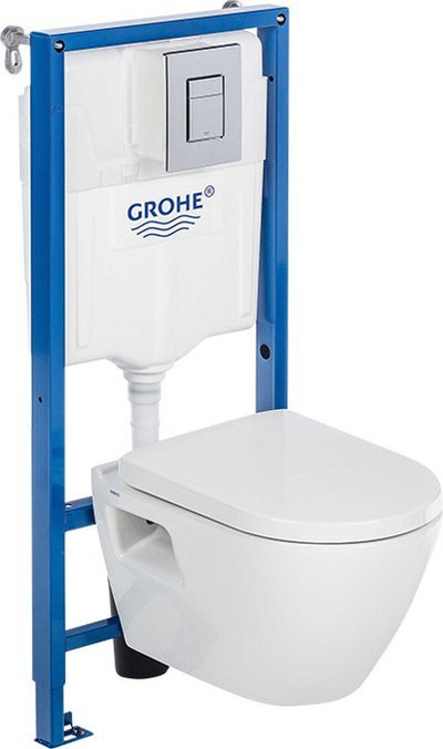 Set WC i varur Grohe Solido 39468000, kornizë mbajtëse, ulëse SoftClose, buton dual-flush, krom
