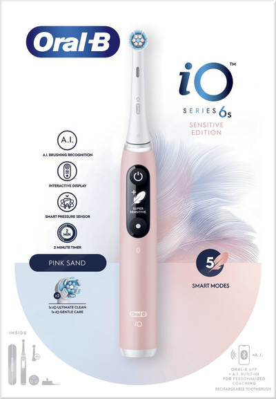 Furçë dhëmbësh elektrike Oral-B iO 6S, inteligjencë artificiale, ekran interaktiv, rozë