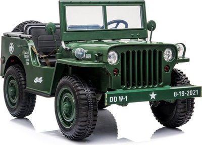 Makine elektrike per kalamaj Jokomisiada JEEP Willys PA0249, 3 vende, me bateri, jeshile ushtarake