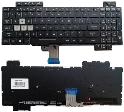 Tastierë laptopi Asus ROG, me numpad, tastet WASD të bardha, e zezë