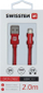 Kabllo USB në USB‑C Swissten Textile, 2m, 3A, e zezë