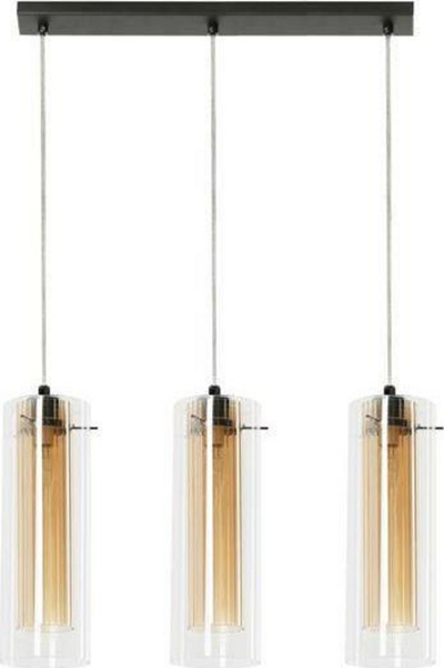 Llambë e varur Lampex Gallia 3, E14, 3 x 60 W, 80 x 45 cm, e zezë / krom / amber