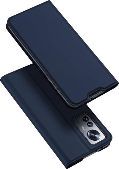 Mbulesë telefoni Dux Ducis Skin Pro Series për Xiaomi 12 Pro, lëkurë PU, me stand dhe xhep kartash, blu e errët