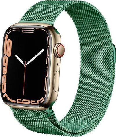 Rrip çeliku Crong Milano Steel për Apple Watch 42/44/45 mm, çelik inox, jeshil