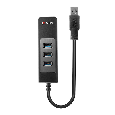 USB hub Lindy LY-43176, 3 porta USB 3.0, Gigabit Ethernet, i zi