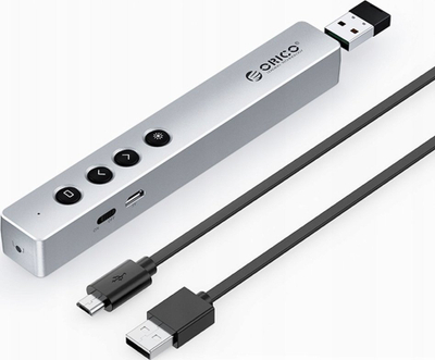 Telekomandë prezantimi ORICO Wireless Presenter, 2.4 GHz, me lazer të kuq, gri argjendtë