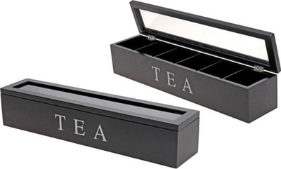 Kuti çaji Excellent Houseware Tea Box, 6 ndarje, e zezë