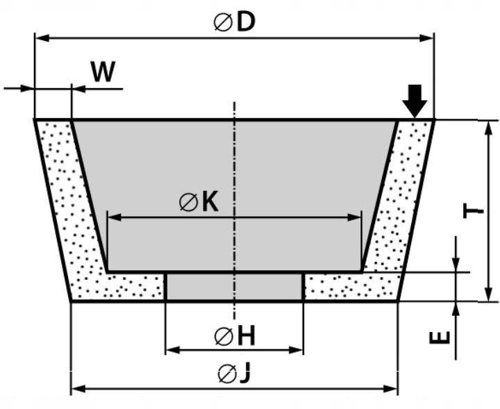 Disk gërryes konik Andre DISC T1102, 100x40x20mm, 99A 60K, i bardhë