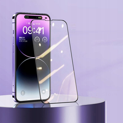 Xham mbrojtës 5D për ekran iPhone 13 14 13 Pro 14 Pro, 9H, kornizë e zezë