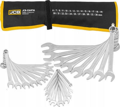 Set çelësa kombinim JCB 5261P36, 6-36 mm, 25 copë, ngjyrë argjendtë