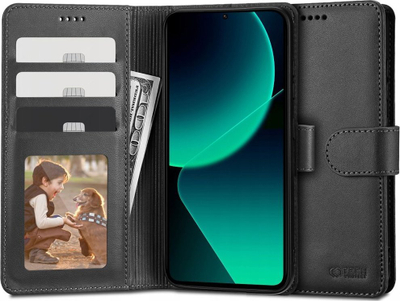 Këse-portofol Tech-Protect për Xiaomi 13T / 13T Pro, lëkurë ekologjike, me stand, ngjyrë e zezë