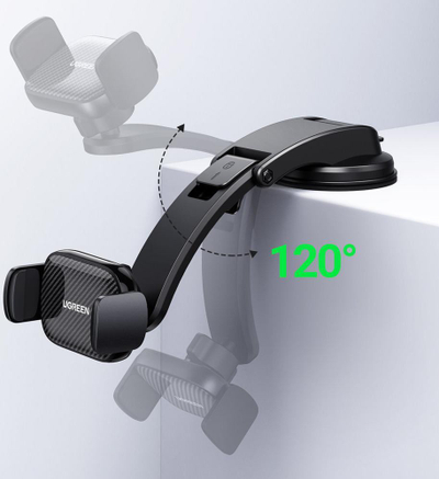Mbajtës telefoni për makinë Ugreen LP370, me kupë thithëse, rrotullim 360°, i zi