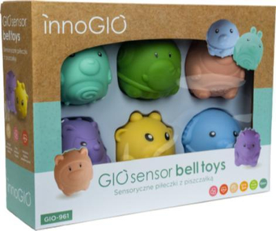 Set lodrash sensoriale InnoGIO GIOsensor Bell Toys, 6 copë, 12M+, shumëngjyrëshe