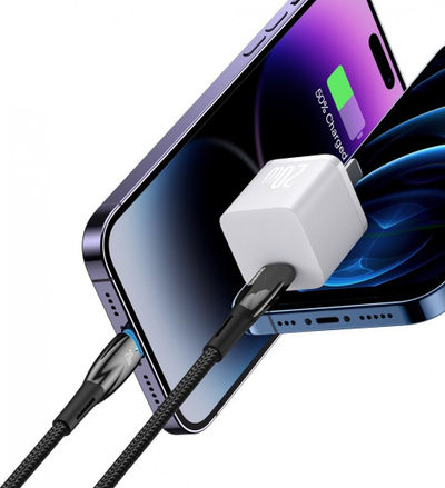 Kabllo Baseus Glimmer USB C në Lightning, 2 m, 20W, e zezë