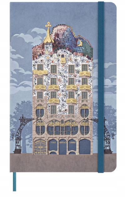 Fletore Moleskine Casa Batllo L, me vija, kapak me punim artistik, blu