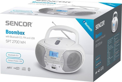 Radiorekorder portativ Sencor SPT 2700 WH, CD MP3 USB, Bluetooth, i bardhë