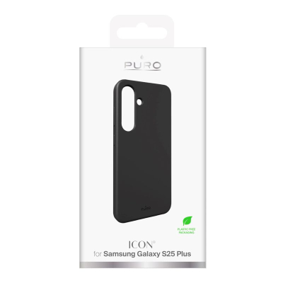 Maskë silikoni Puro Silicone Cover për Samsung Galaxy S25+, rri fiks, mban karikim wireless, ngjyrë e zezë