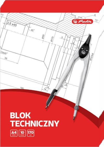 Bllok teknik Herlitz A4, 10 fletë, 10 copë, i bardhë