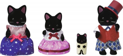 Set lodrash Sylvanian Families Midnight Cat Family, 4 figura, mbi 3 vjeç, shumëngjyrësh