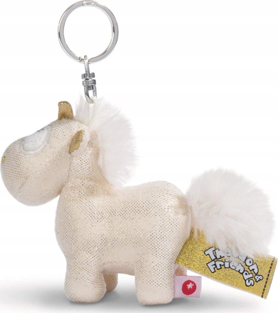 Varëse çelsash pelushi Nici Unicorn Shooting Star, 10cm, krem me të artë