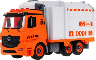 Lodër kamion plehrash Yiwan Toys ZAU.YW9084, me drita dhe zë, set edukativ me kosha, portokalli