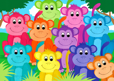 Puzzle Enjoy Rainbow Monkeys, 1000 copa, shumëngjyrësh