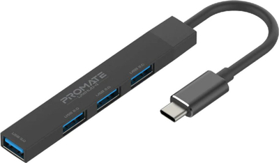 USB хаб Promate LiteHub 4, 4 во 1, USB C, црн
