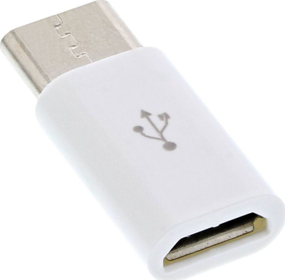 Adapter USB InLine 33303I, USB Type C në Micro USB, USB 2.0, i bardhë