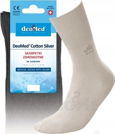 Медицински чорапи DeoMed Cotton Silver, антибактериски, големина 35-38, беж